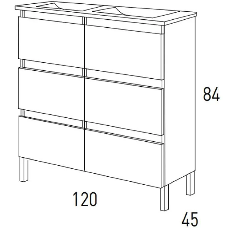 Mueble Lavabo BOX con patas 3 y 6 cajones