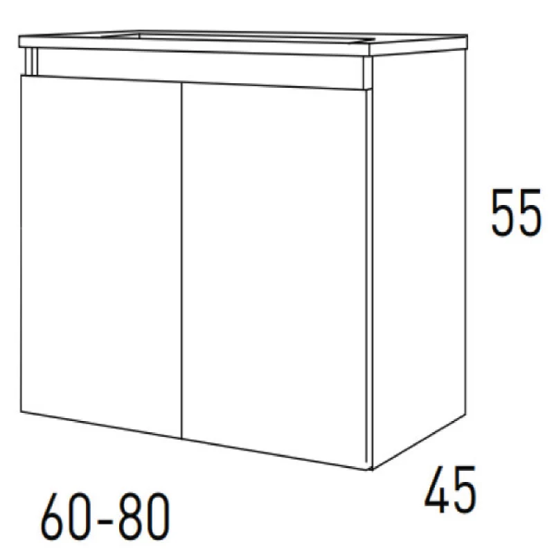 Mueble Lavabo BOX 2 puertas suspendido