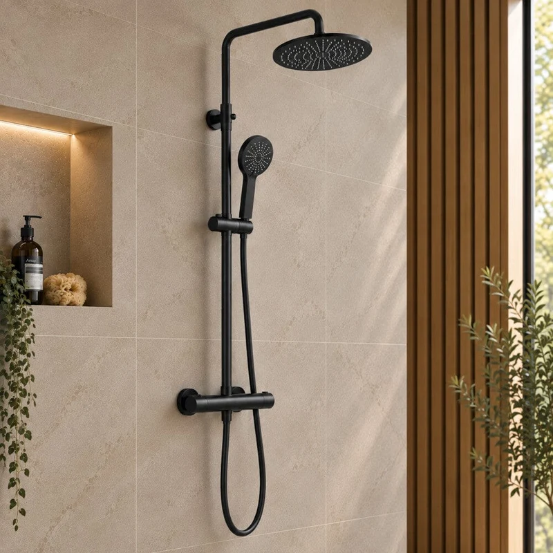Columna de ducha termostática PONTI negro mate