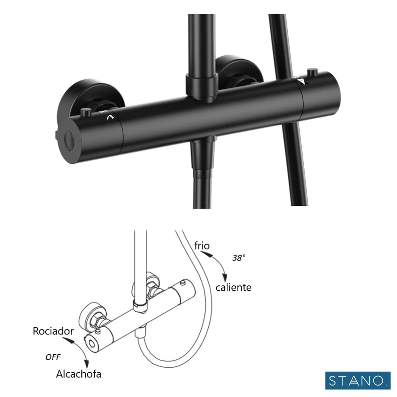 Columna de ducha termostática PONTI negro mate