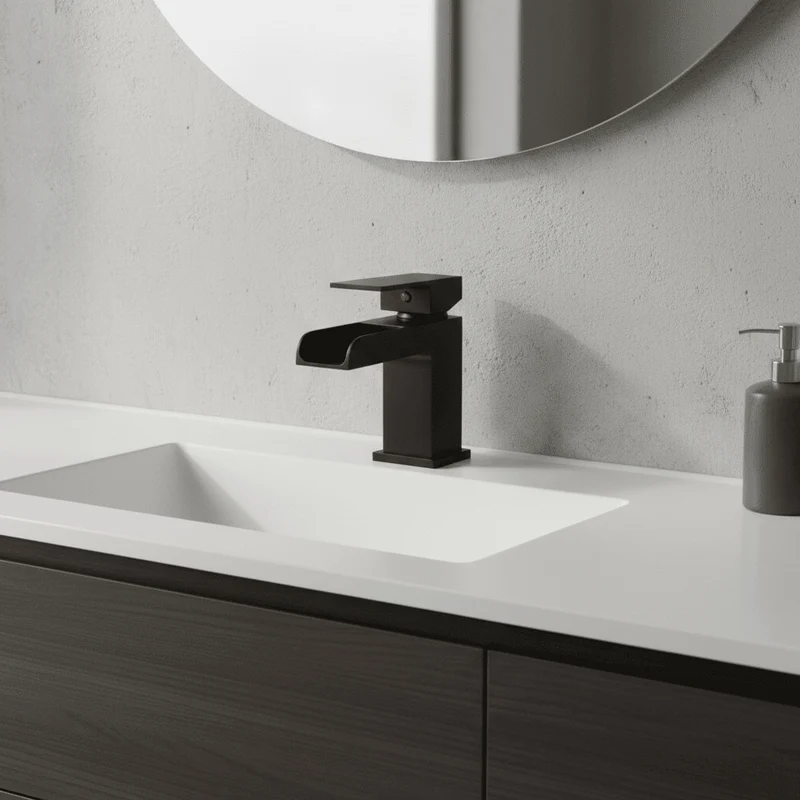 Grifo monomando para lavabo cascada TANO negro mate