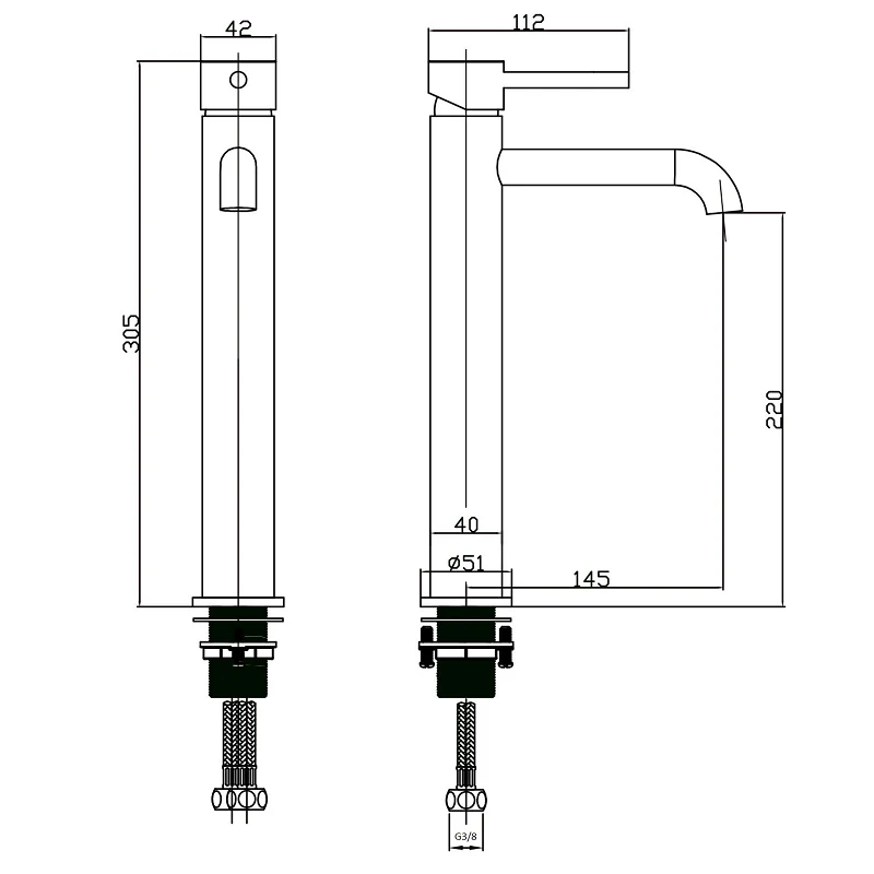 Grifo monomando ALTO para lavabo PICO