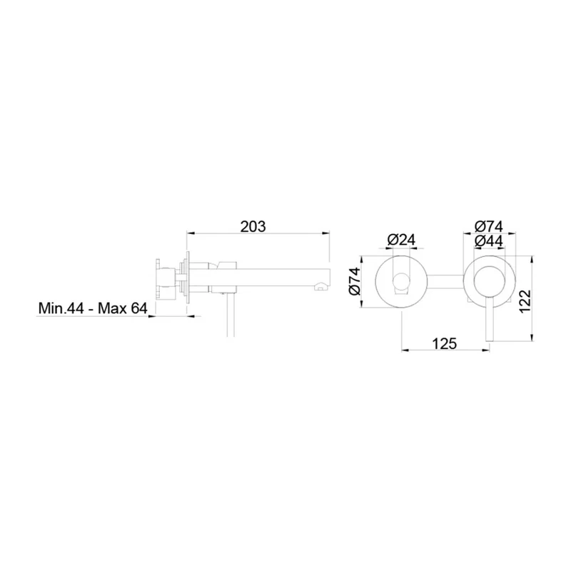 Grifo empotrado de lavabo negro Stick mix