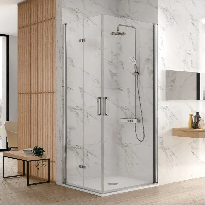 Mampara de ducha esquina Puerta Plegable + Puerta Abatible NARDI
