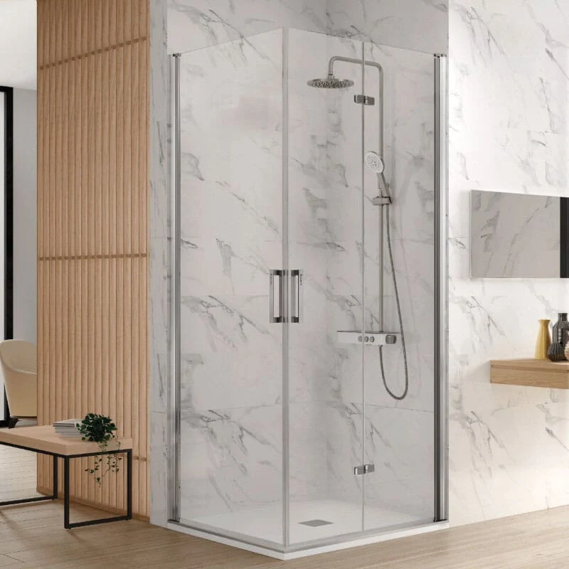 Mampara de ducha esquina Puerta Plegable + Puerta Abatible NARDI