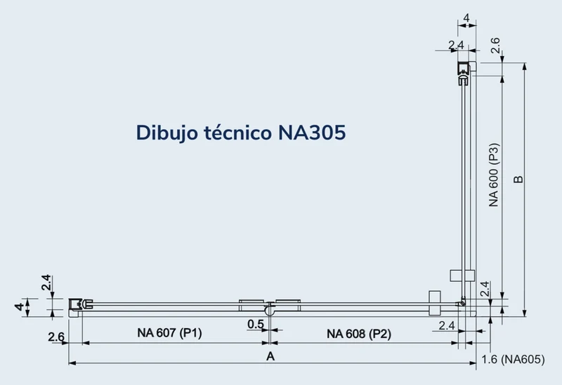 Mampara de ducha esquina Puerta Plegable + Puerta Abatible NARDI