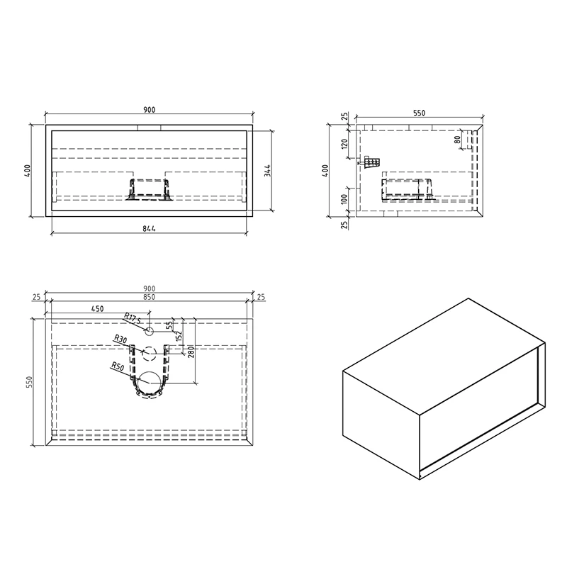 Mueble de baño MONTADO 90cm PALIO, blanco mate
