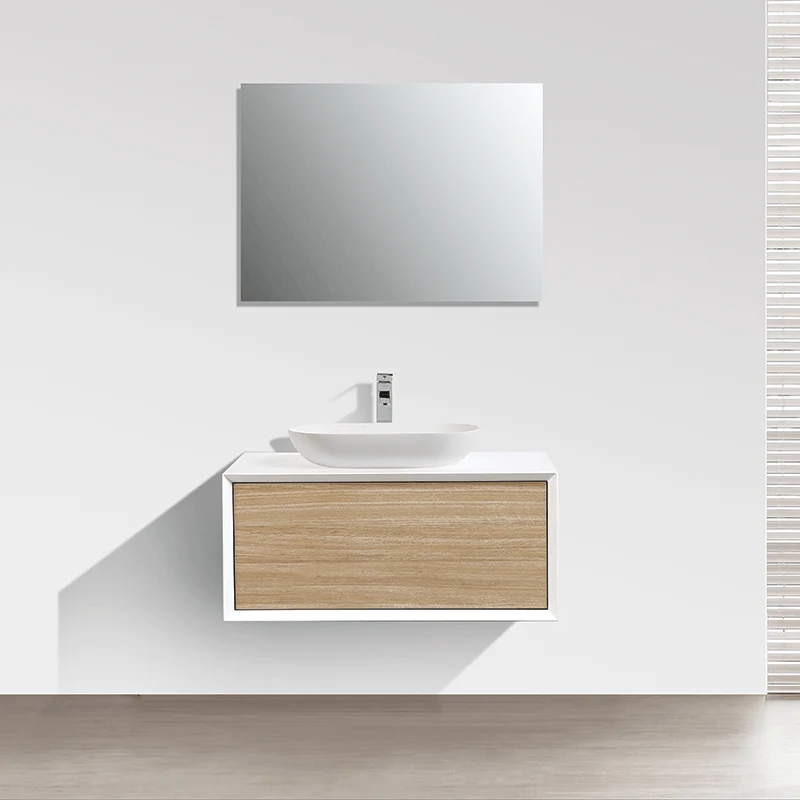 Mueble de baño MONTADO 90cm PALIO, blanco / roble claro