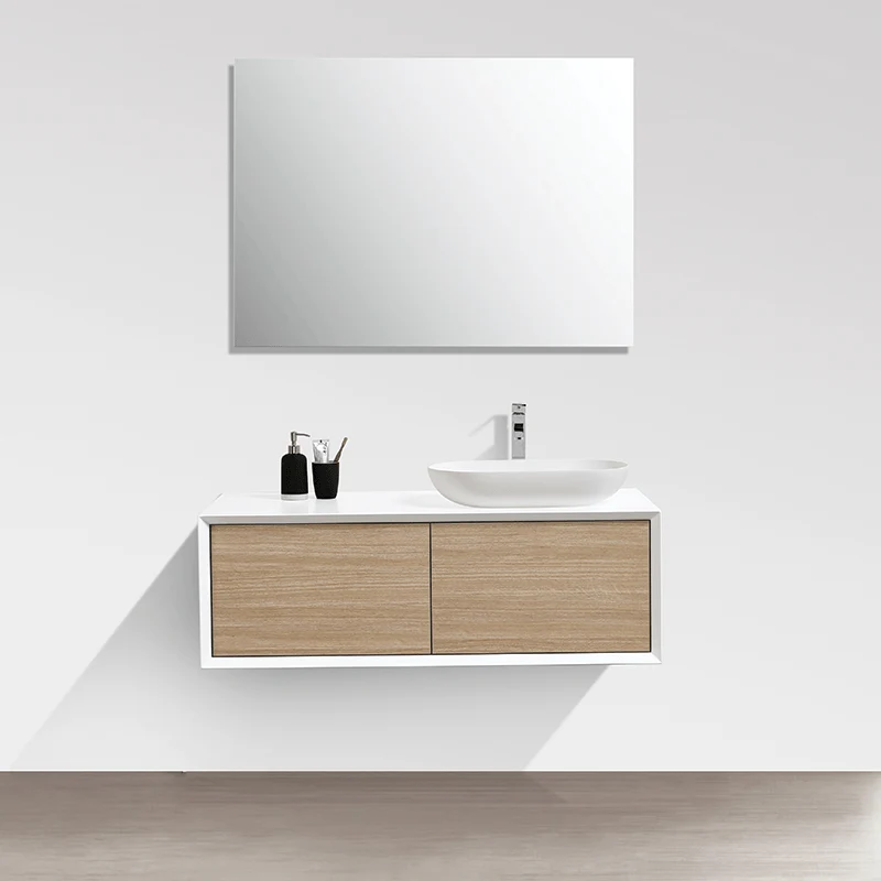 Mueble de baño MONTADO 120cm PALIO, blanco / roble claro