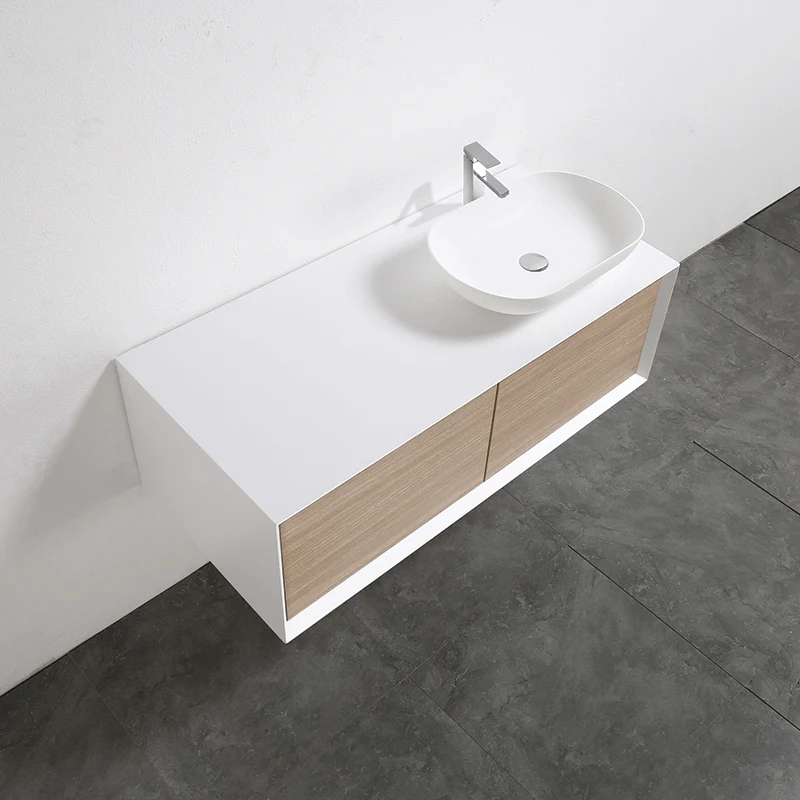 Mueble de baño MONTADO 120cm PALIO, blanco / roble claro