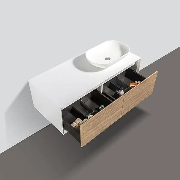 Mueble de baño MONTADO 120cm PALIO, blanco / roble claro