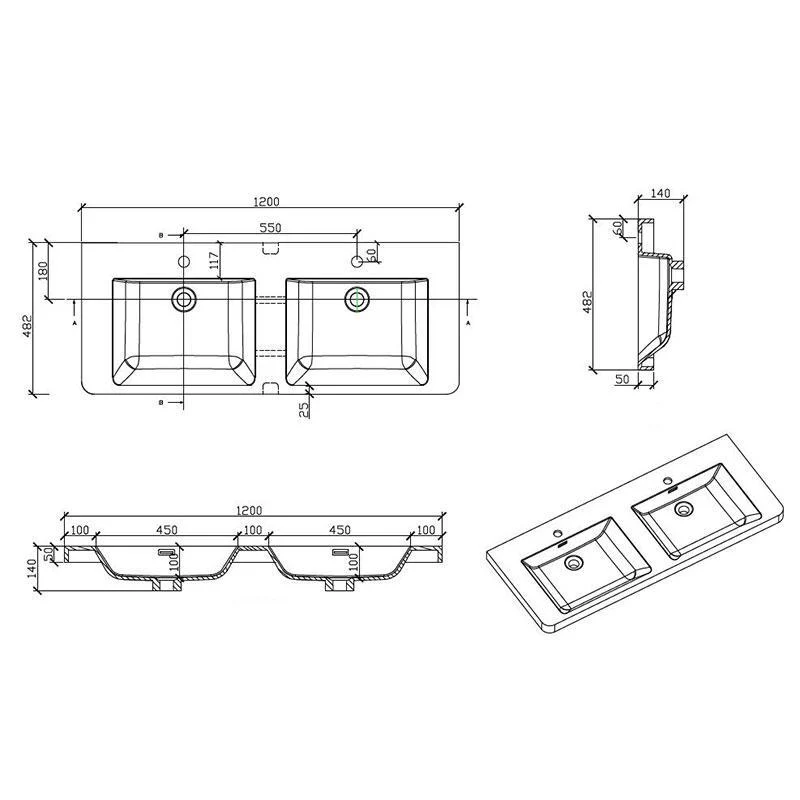 Mueble Lavabo + Lavabo Doble 120 cm MONTADO - Blanco PIACENZA