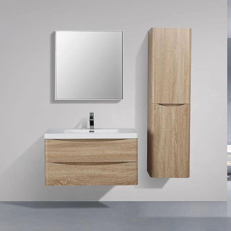 Mueble Lavabo + Lavabo 90 cm MONTADO - Roble Claro PIACENZA