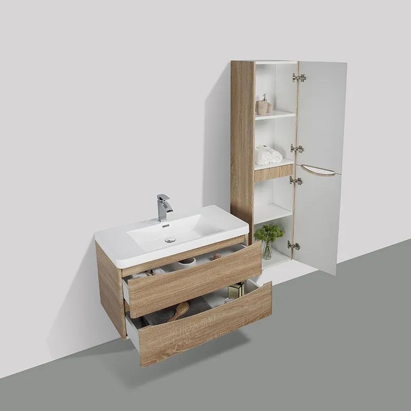 Mueble Lavabo + Lavabo 90 cm MONTADO - Roble Claro PIACENZA