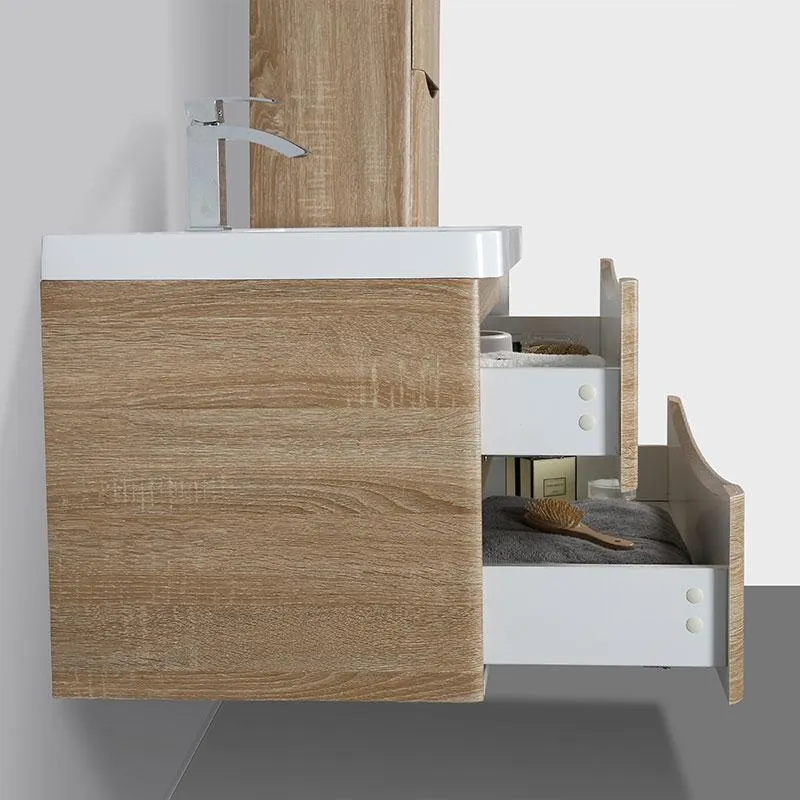 Mueble Lavabo + Lavabo 90 cm MONTADO - Roble Claro PIACENZA