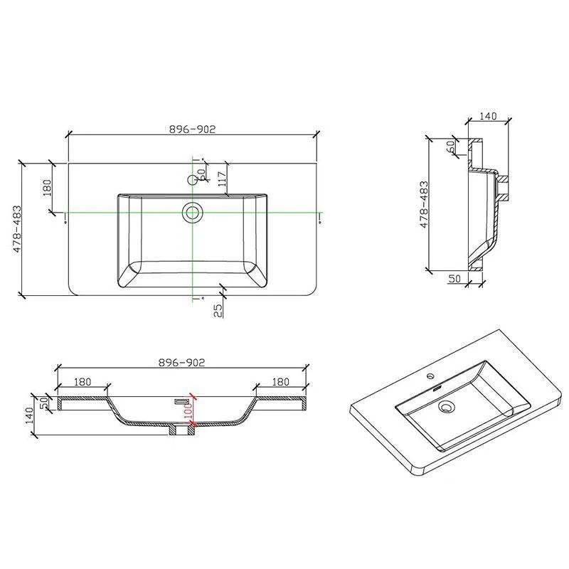 Mueble Lavabo + Lavabo 90 cm MONTADO - Roble Claro PIACENZA