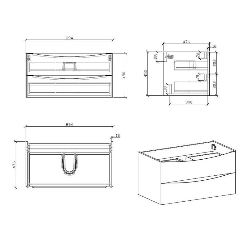 Mueble Lavabo + Lavabo 90 cm MONTADO - Roble Claro PIACENZA