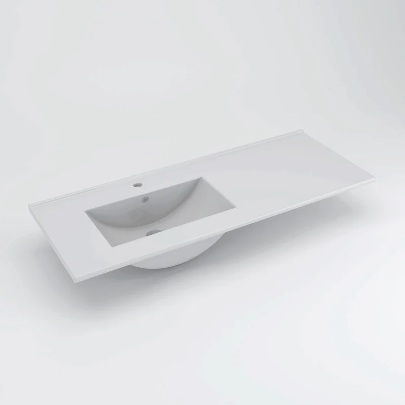Plan simple vasque déportée gauche en céramique 120cm