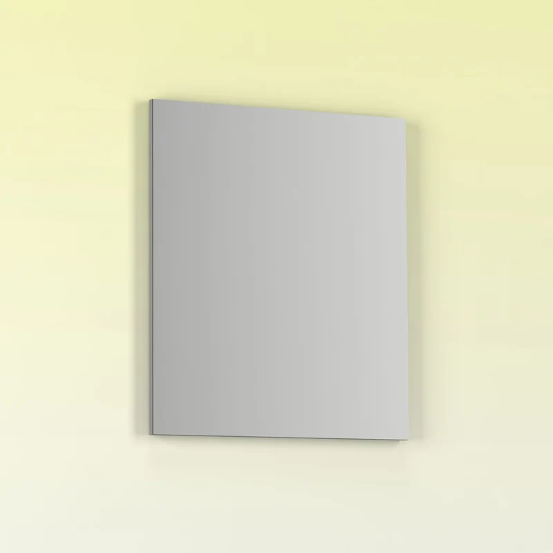 Espejo de baño KAWA. Luna rectangular con perfil acabado en gris
