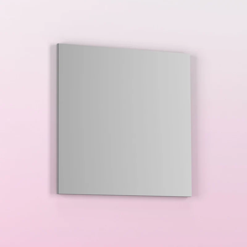 Espejo de baño KAWA. Luna rectangular con perfil acabado en gris