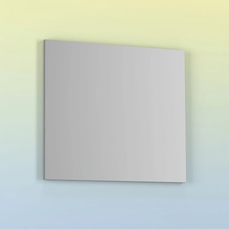Espejo de baño KAWA. Luna rectangular con perfil acabado en gris