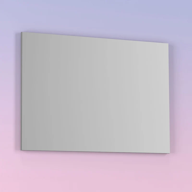 Espejo de baño KAWA. Luna rectangular con perfil acabado en gris