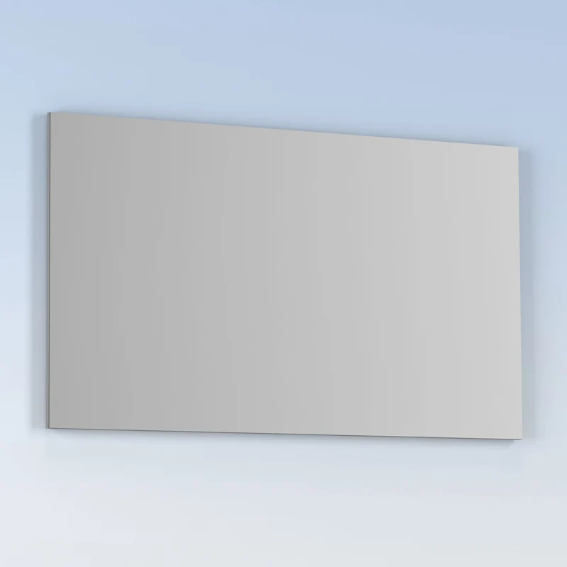 Espejo de baño KAWA. Luna rectangular con perfil acabado en gris