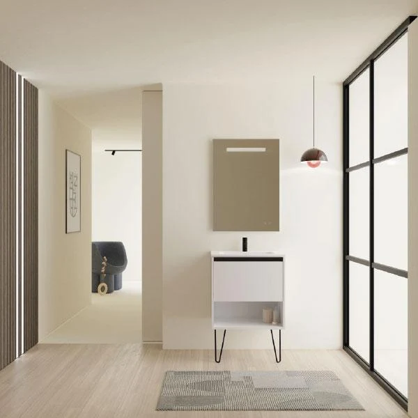 Mueble lavabo YOKO. Opción Blanco, Roble y Fumé.