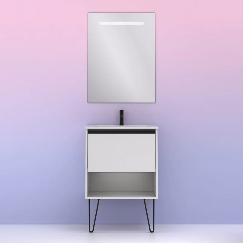 Mueble lavabo YOKO. Opción Blanco, Roble y Fumé.