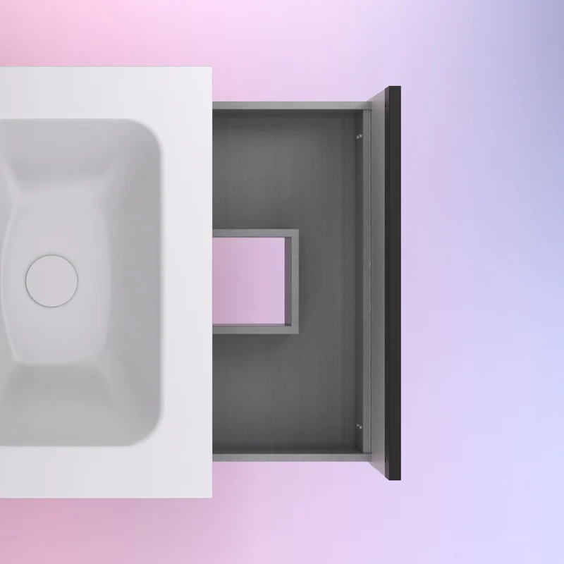 Mueble lavabo YOKO. Opción Blanco, Roble y Fumé.