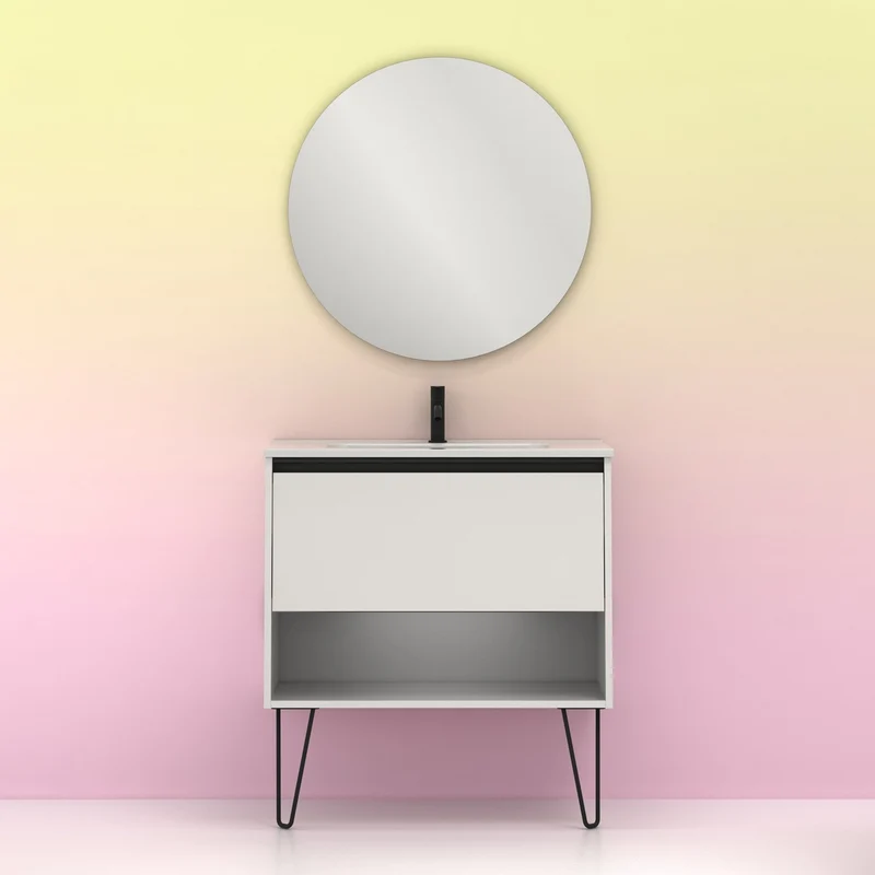Mueble lavabo YOKO. Opción Blanco, Roble y Fumé.