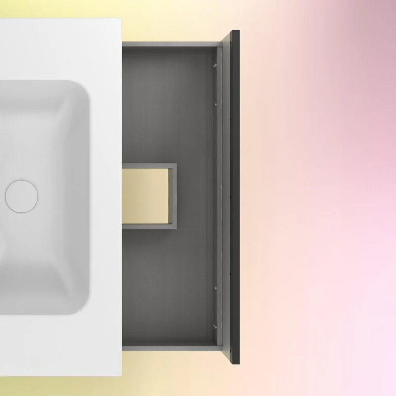Mueble lavabo YOKO. Opción Blanco, Roble y Fumé.