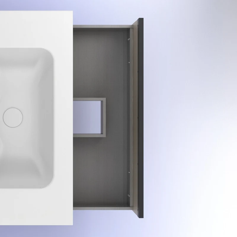 Mueble lavabo YOKO. Opción Blanco, Roble y Fumé.