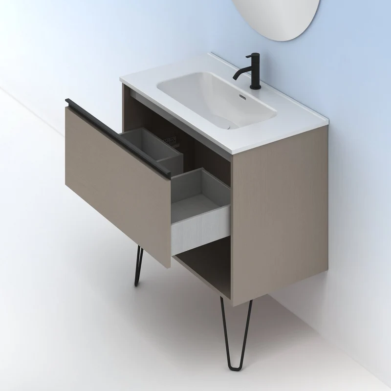 Mueble lavabo YOKO. Opción Blanco, Roble y Fumé.