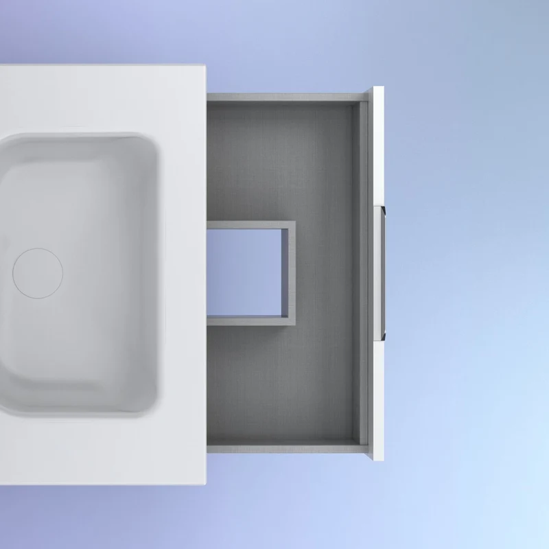 Mueble lavabo SUKI con patas. Opción Blanco, Gris, Antracita, Fumé, Nogal . 3 y 6 cajones. Lavabo simple y doble.