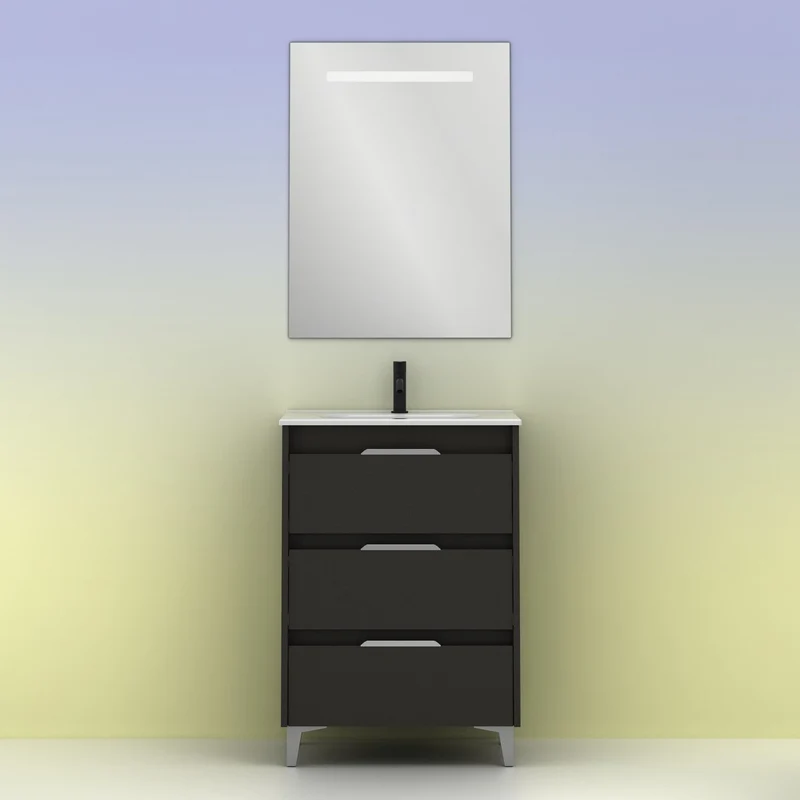 Mueble lavabo SUKI con patas. Opción Blanco, Gris, Antracita, Fumé, Nogal . 3 y 6 cajones. Lavabo simple y doble.