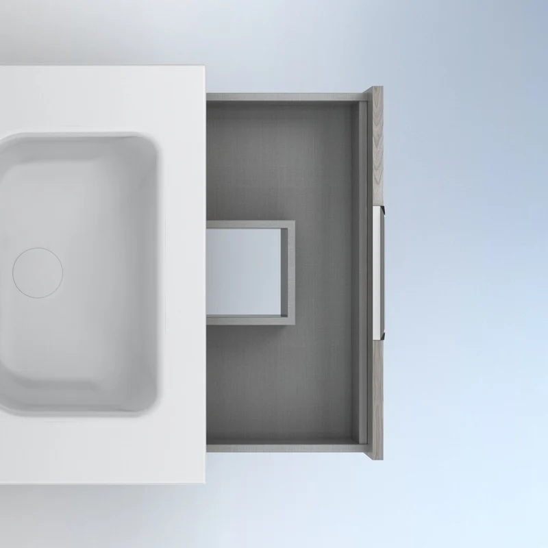 Mueble lavabo SUKI con patas. Opción Blanco, Gris, Antracita, Fumé, Nogal . 3 y 6 cajones. Lavabo simple y doble.