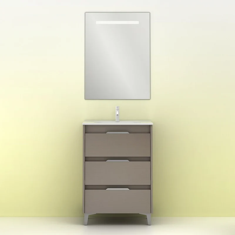 Mueble lavabo SUKI con patas. Opción Blanco, Gris, Antracita, Fumé, Nogal . 3 y 6 cajones. Lavabo simple y doble.