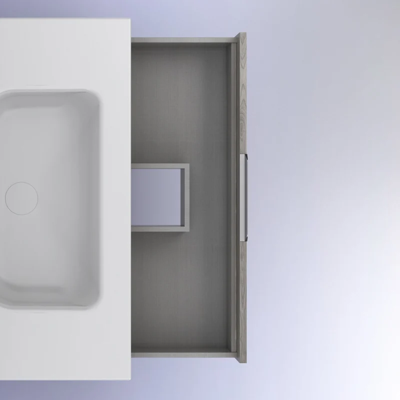 Mueble lavabo SUKI con patas. Opción Blanco, Gris, Antracita, Fumé, Nogal . 3 y 6 cajones. Lavabo simple y doble.