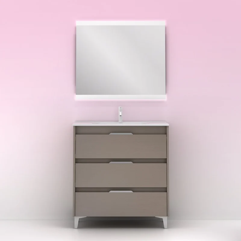 Mueble lavabo SUKI con patas. Opción Blanco, Gris, Antracita, Fumé, Nogal . 3 y 6 cajones. Lavabo simple y doble.