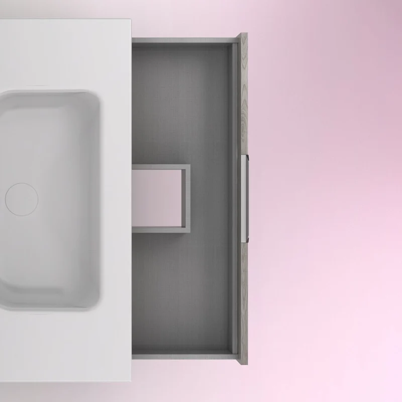 Mueble lavabo SUKI con patas. Opción Blanco, Gris, Antracita, Fumé, Nogal . 3 y 6 cajones. Lavabo simple y doble.