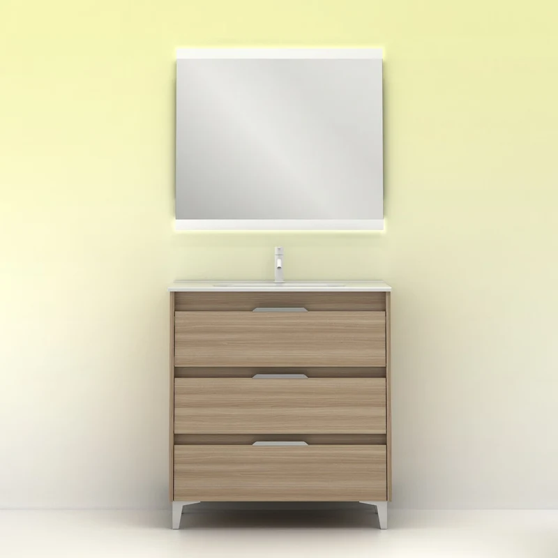 Mueble lavabo SUKI con patas. Opción Blanco, Gris, Antracita, Fumé, Nogal . 3 y 6 cajones. Lavabo simple y doble.