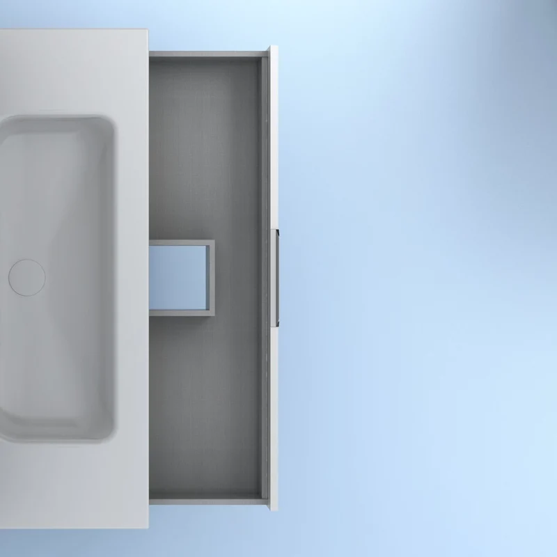 Mueble lavabo SUKI con patas. Opción Blanco, Gris, Antracita, Fumé, Nogal . 3 y 6 cajones. Lavabo simple y doble.