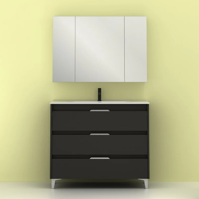 Mueble lavabo SUKI con patas. Opción Blanco, Gris, Antracita, Fumé, Nogal . 3 y 6 cajones. Lavabo simple y doble.