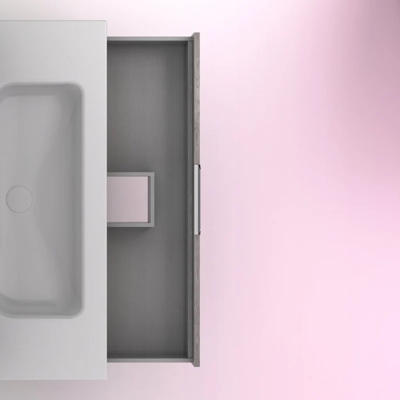 Mueble lavabo SUKI con patas. Opción Blanco, Gris, Antracita, Fumé, Nogal . 3 y 6 cajones. Lavabo simple y doble.