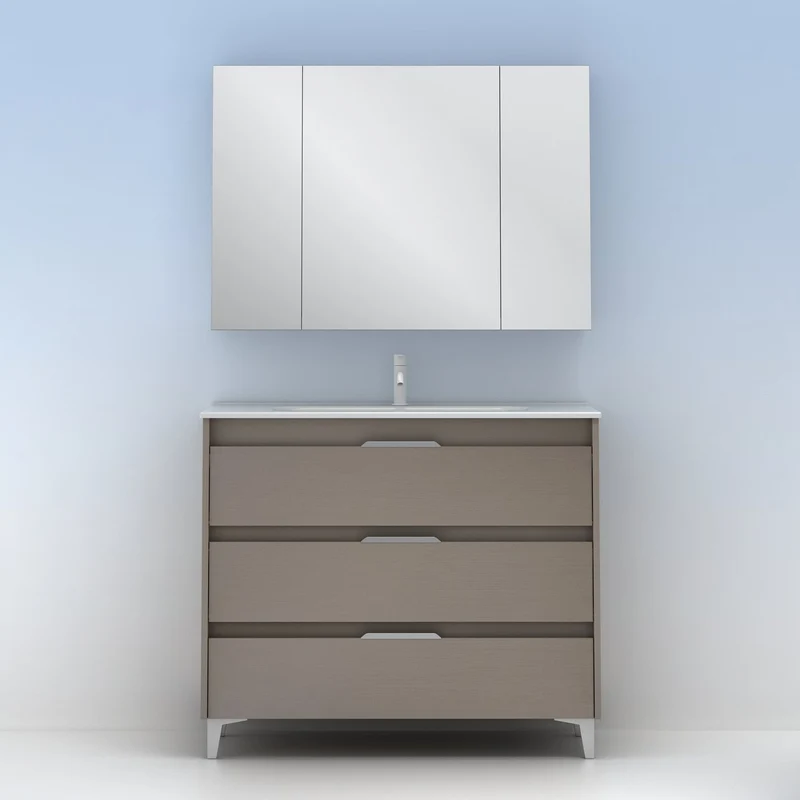 Mueble lavabo SUKI con patas. Opción Blanco, Gris, Antracita, Fumé, Nogal . 3 y 6 cajones. Lavabo simple y doble.