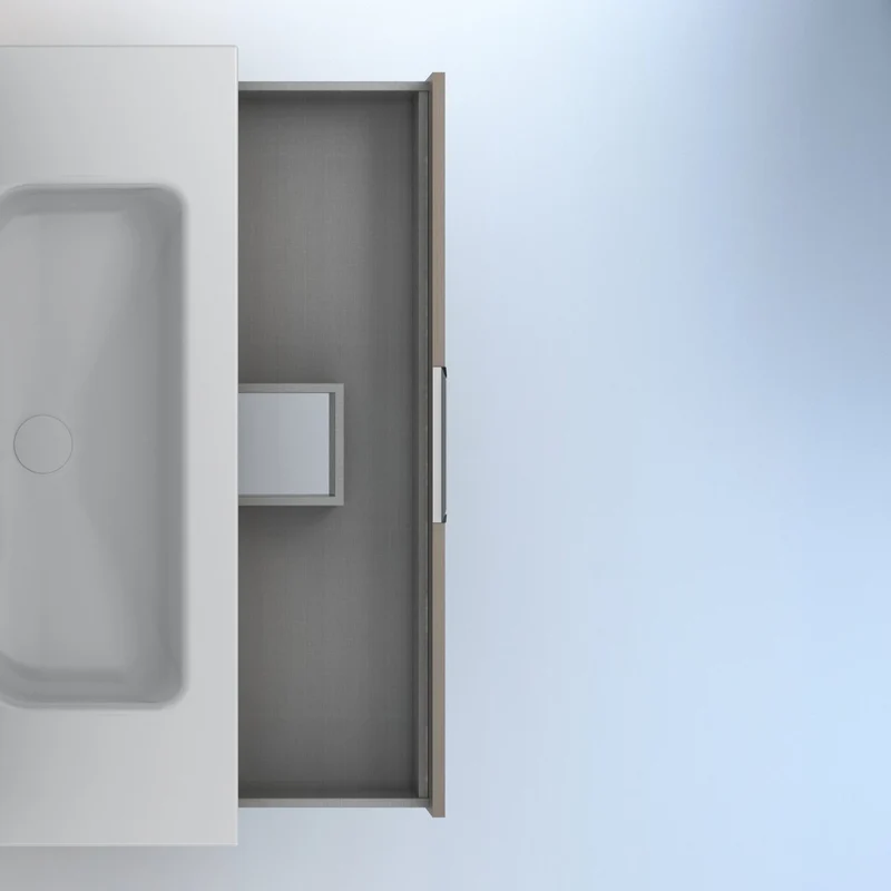 Mueble lavabo SUKI con patas. Opción Blanco, Gris, Antracita, Fumé, Nogal . 3 y 6 cajones. Lavabo simple y doble.