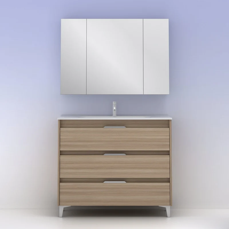 Mueble lavabo SUKI con patas. Opción Blanco, Gris, Antracita, Fumé, Nogal . 3 y 6 cajones. Lavabo simple y doble.