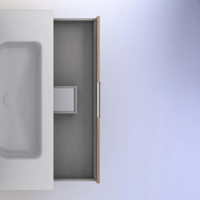 Mueble lavabo SUKI con patas. Opción Blanco, Gris, Antracita, Fumé, Nogal . 3 y 6 cajones. Lavabo simple y doble.