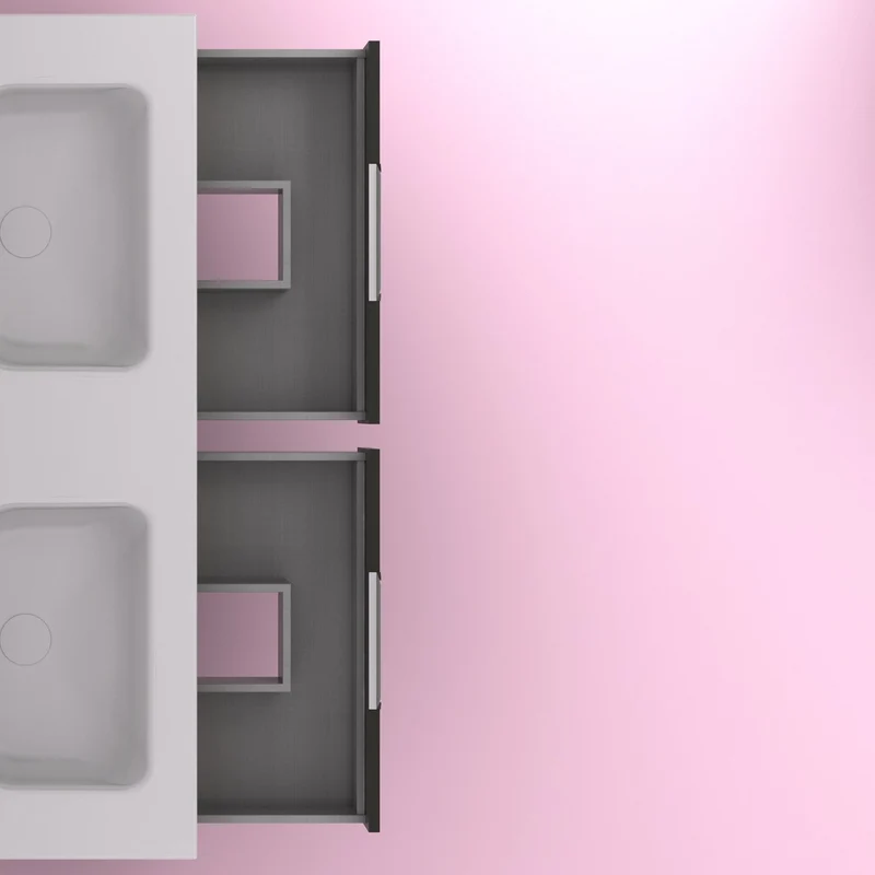 Mueble lavabo SUKI con patas. Opción Blanco, Gris, Antracita, Fumé, Nogal . 3 y 6 cajones. Lavabo simple y doble.